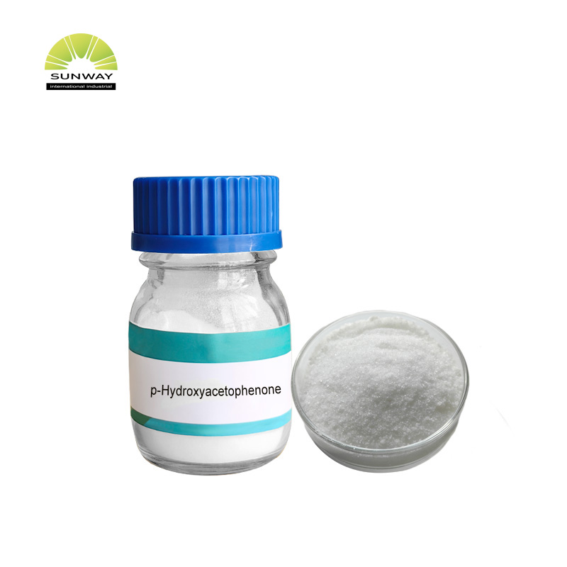 Polvere cristallina bianca sporca di conservante di grado cosmetico al 99% di purezza, idrossiacetofenone per detersivo per bucato