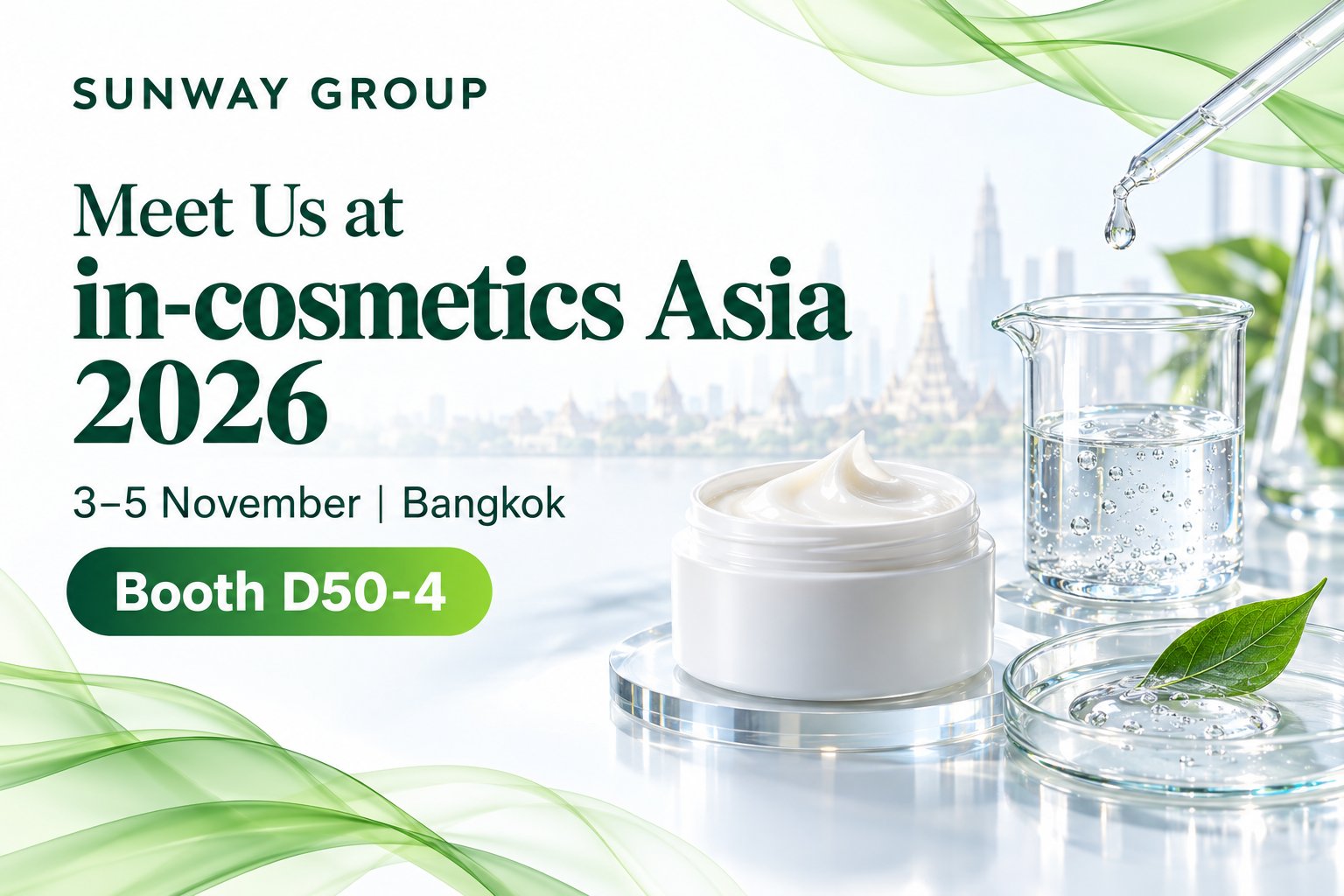 Incontra SUNWAY a in-cosmetics Asia 2026 — Stand D50-4